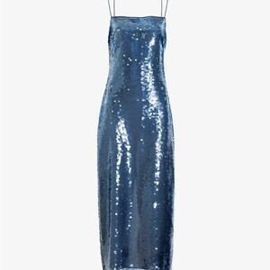 Tanya Taylor Blue Sequin Midi Lenox Dress